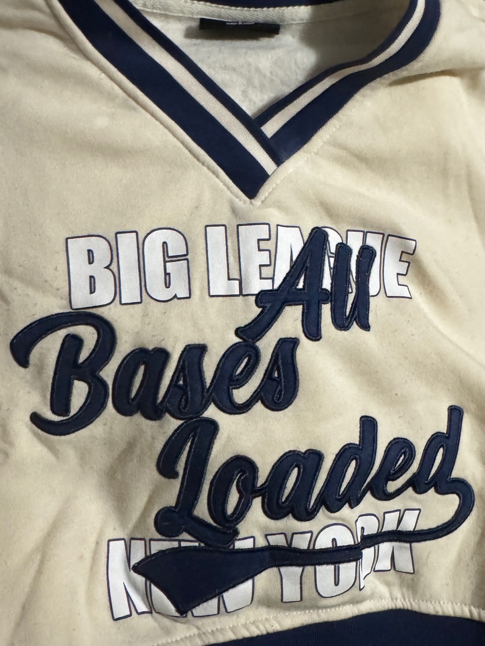 Cream & Navy 'Big League Bases Loaded' Pullover Sweatshirt